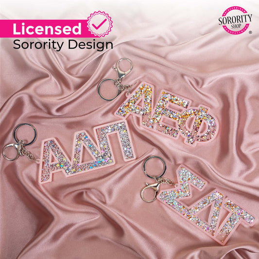 Sigma Sigma Sigma Glitter Sorority Keychain