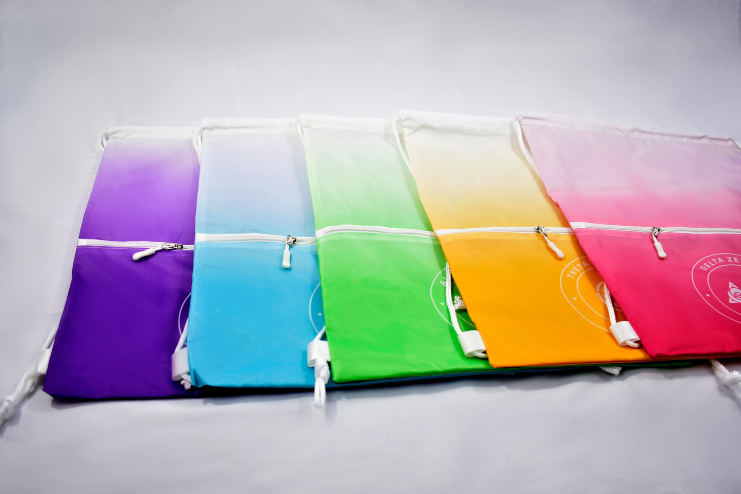 Alpha Chi Omega Drawstring Backpack, Ombre Color Design