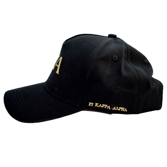 Pi Kappa Alpha Baseball Cap- Brushed Cotton 5-Panel Black Hat