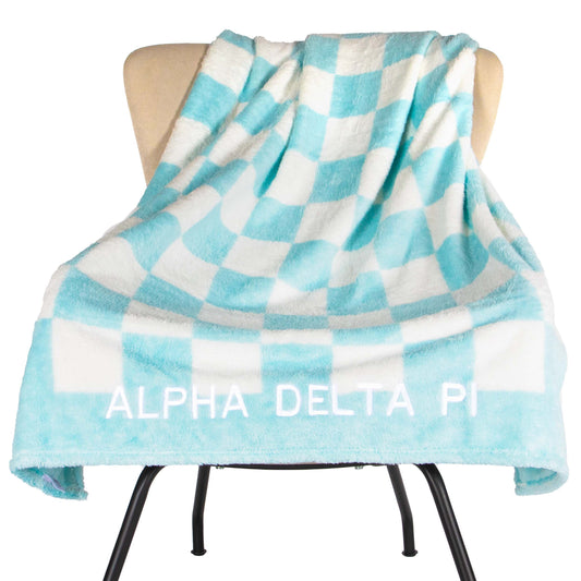 Alpha Delta Pi Blanket - Thick Checkered Sherpa Blanket