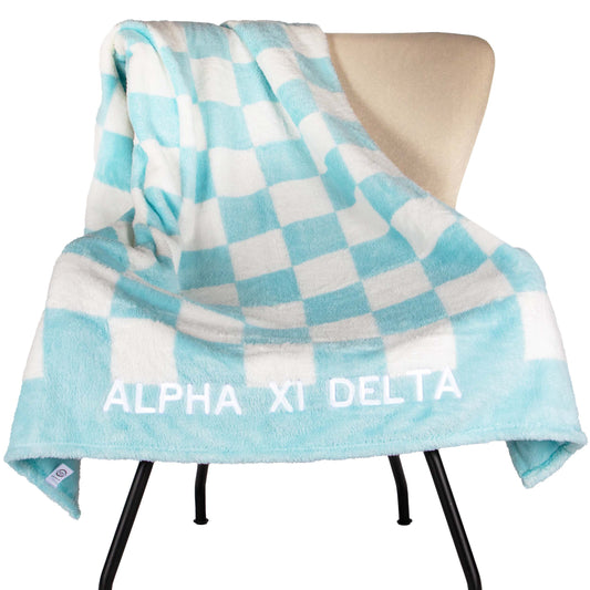 Alpha Xi Delta Blanket - Thick Checkered Sherpa Blanket