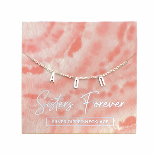 Alpha Omicron Pi Silver Greek Letters Necklace