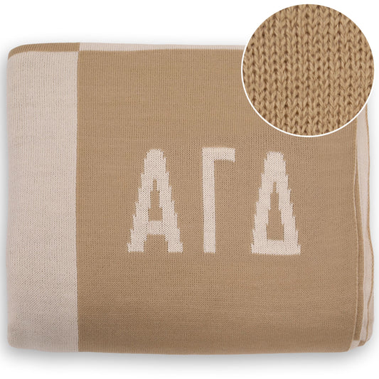 Alpha Gamma Delta Blanket - Acrylic Knit Checkered Blanket