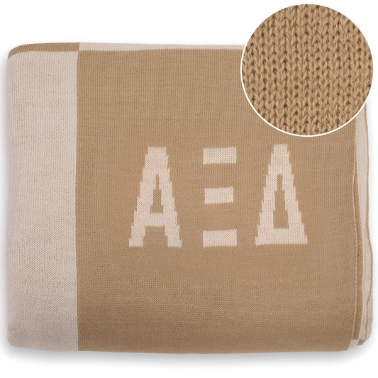 Alpha Xi Delta Blanket - Acrylic Knit Checkered Blanket