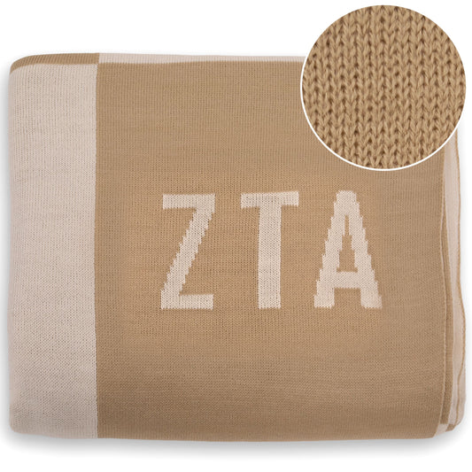 Zeta Tau Alpha Blanket - Acrylic Knit Checkered Blanket