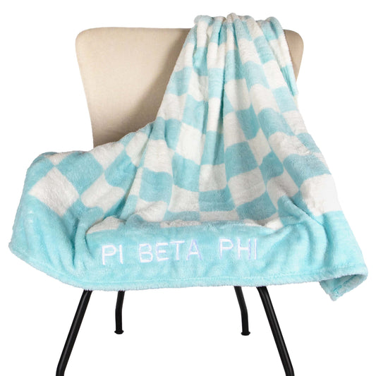 Pi Beta Phi Blanket - Thick Checkered Sherpa Blanket