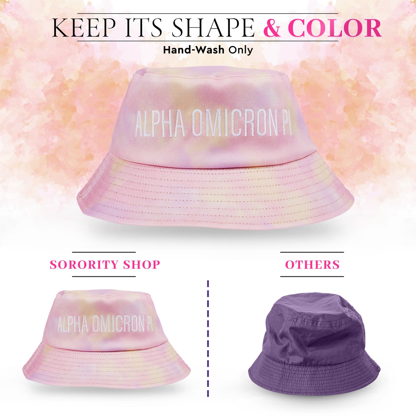 Alpha Gamma Delta Bucket Hat - Tie Dye - Embroidered Logo