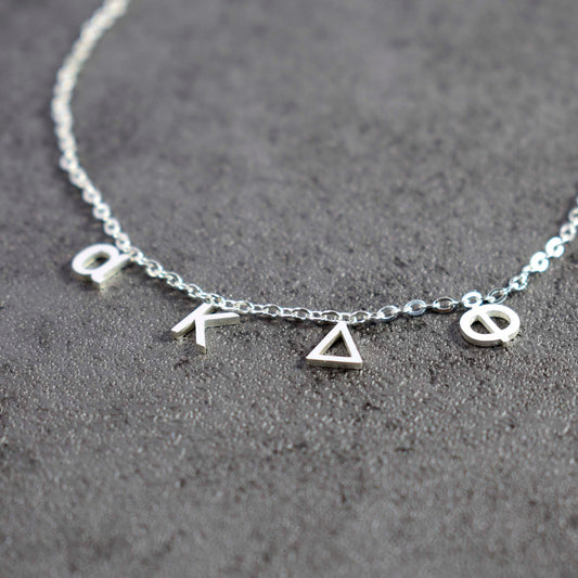 Alpha Kappa Delta Phi Silver Greek Letters Necklace