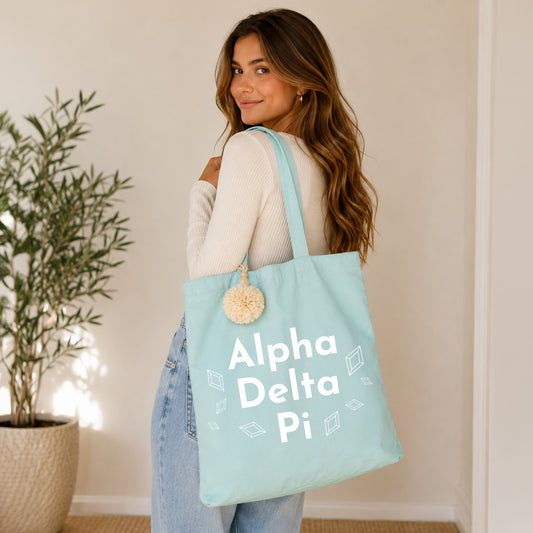 Alpha Delta Pi Retro Pom Pom Tote Bag