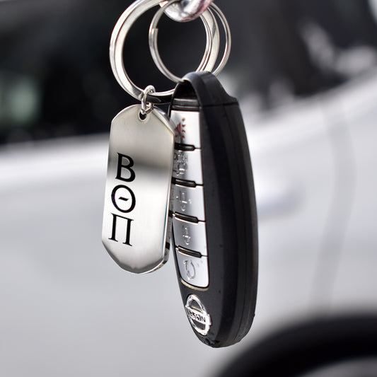 Beta Theta Pi Fraternity Keychain- Stainless Steel Dog Tag Design