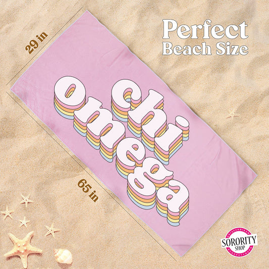 Chi Omega Plush Retro Beach Towel