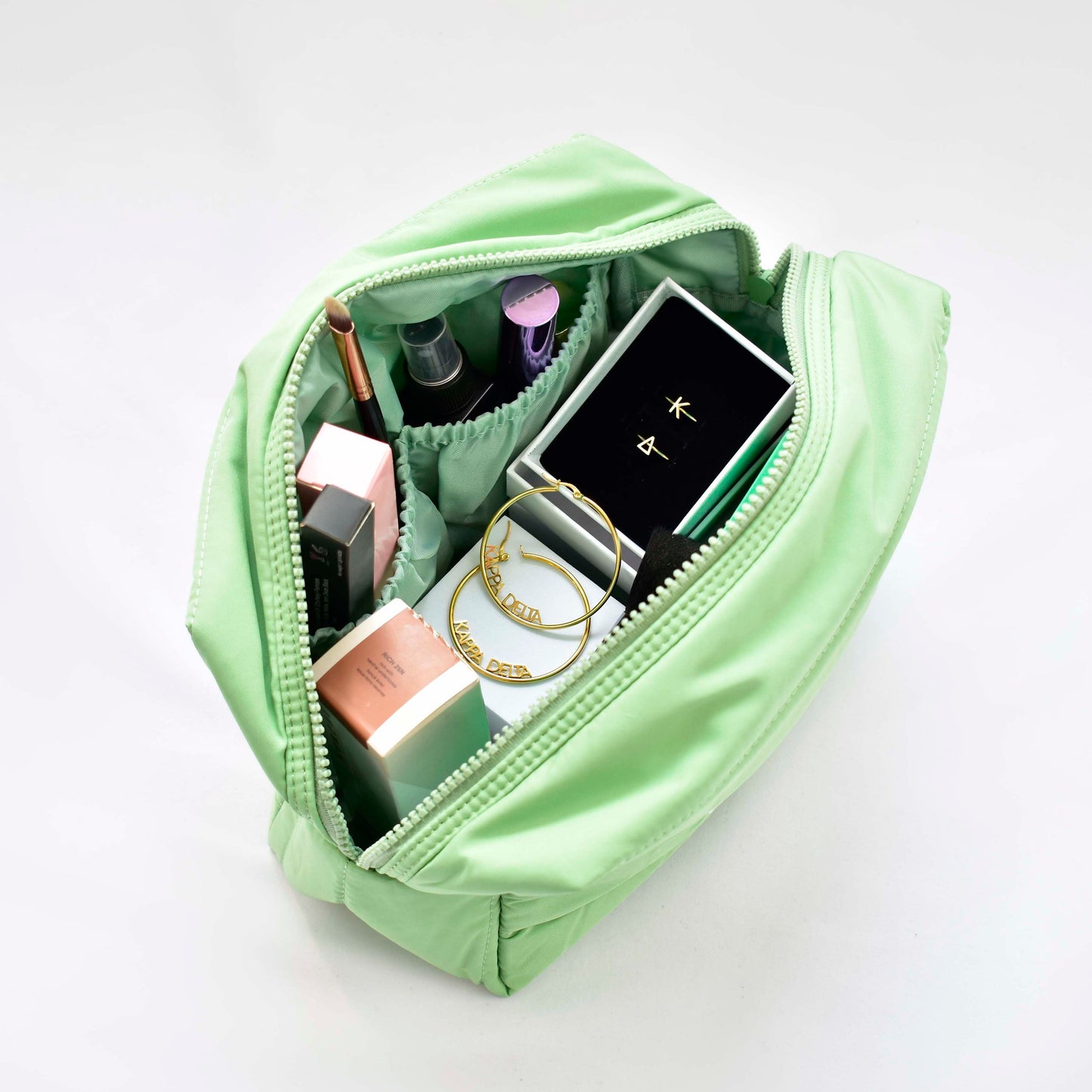 Alpha Gamma Delta Makeup Bag - Puffer Style with Sorority Letters