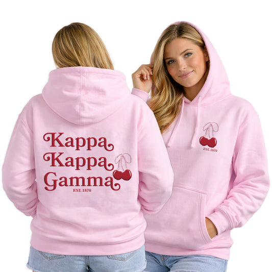 Kappa Kappa Gamma Hooded Sweatshirt with Cherries and Sorority Name