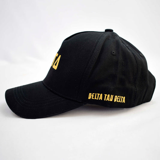 Delta Tau Delta Baseball Cap- Brushed Cotton 5-Panel Black Hat