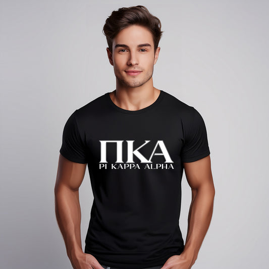 Pi Kappa Alpha Fraternity T-Shirt- Varsity Greek Letters Design