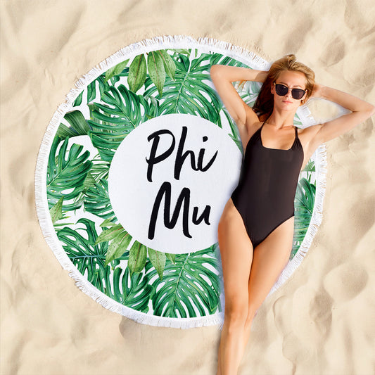 Phi Mu Palm Leaf Fringe Towel Blanket