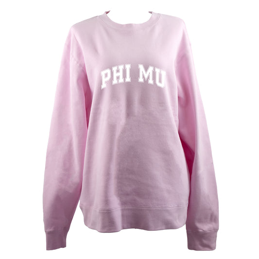 Phi Mu Sweatshirt- Crewneck Varsity Letters Design