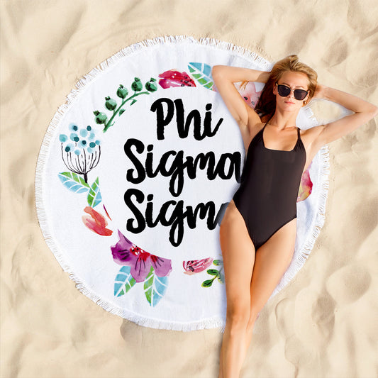 Phi Sigma Sigma Floral Fringe Towel Blanket