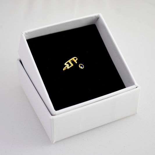 Sigma Gamma Rho Ring- Gold Plated with Greek Letters and CZ Gemstone