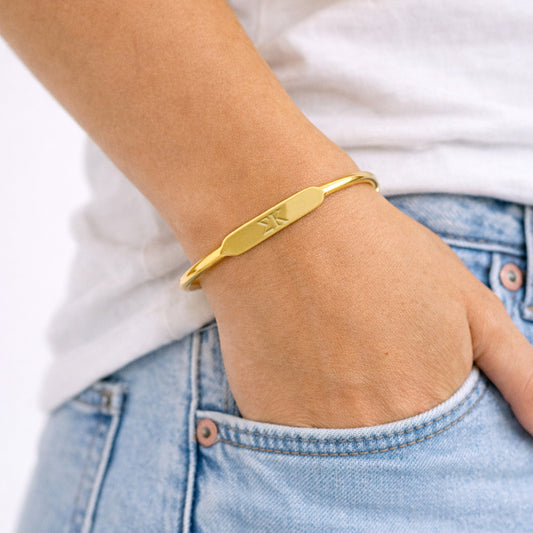Sigma Kappa Bracelet- Gold-Plated Bangle with Greek Letters