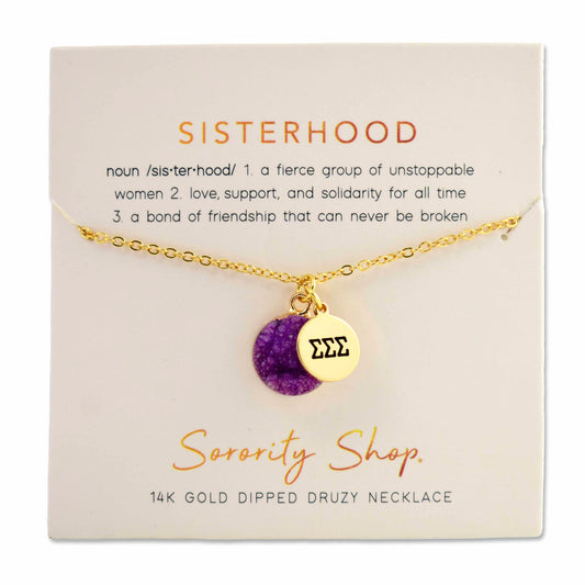 Sigma Sigma Sigma Sisterhood Druzy Necklace
