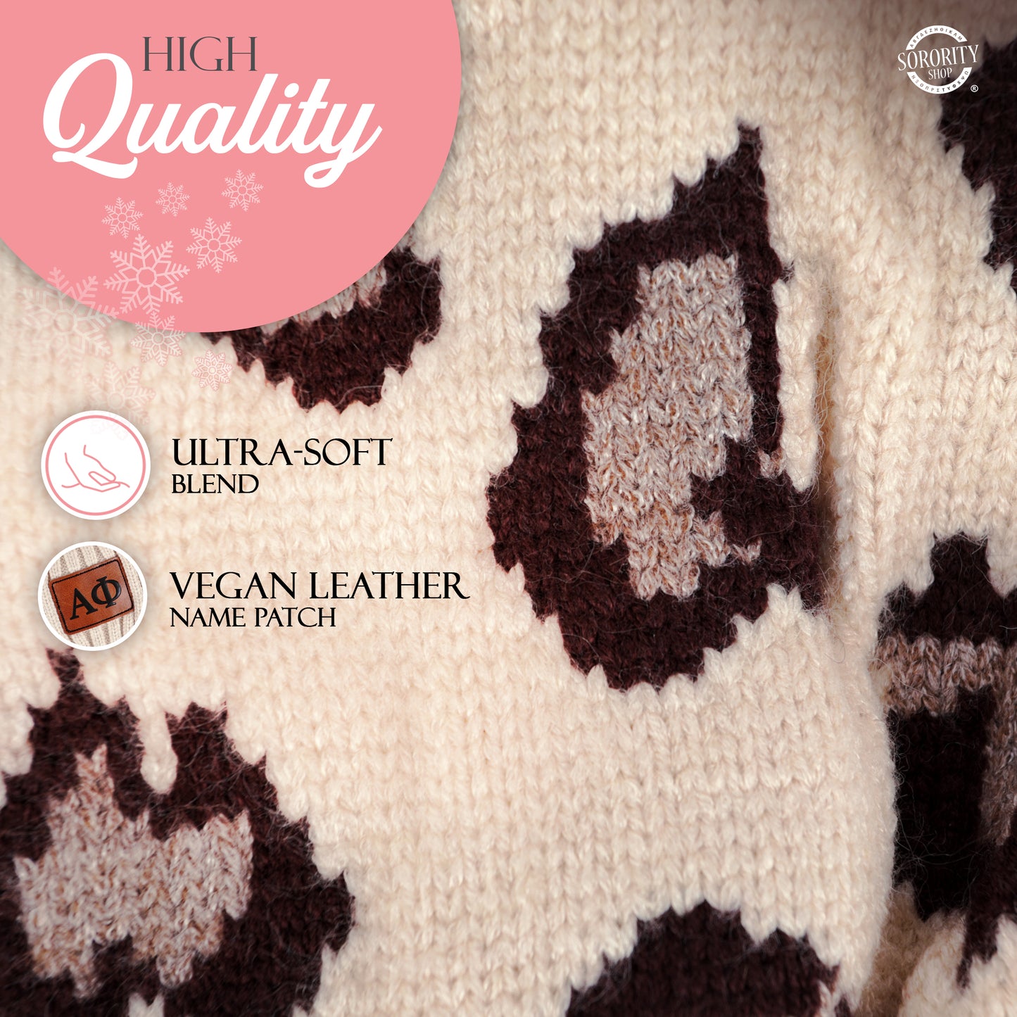 Phi Mu Leopard Design Beanie Hat