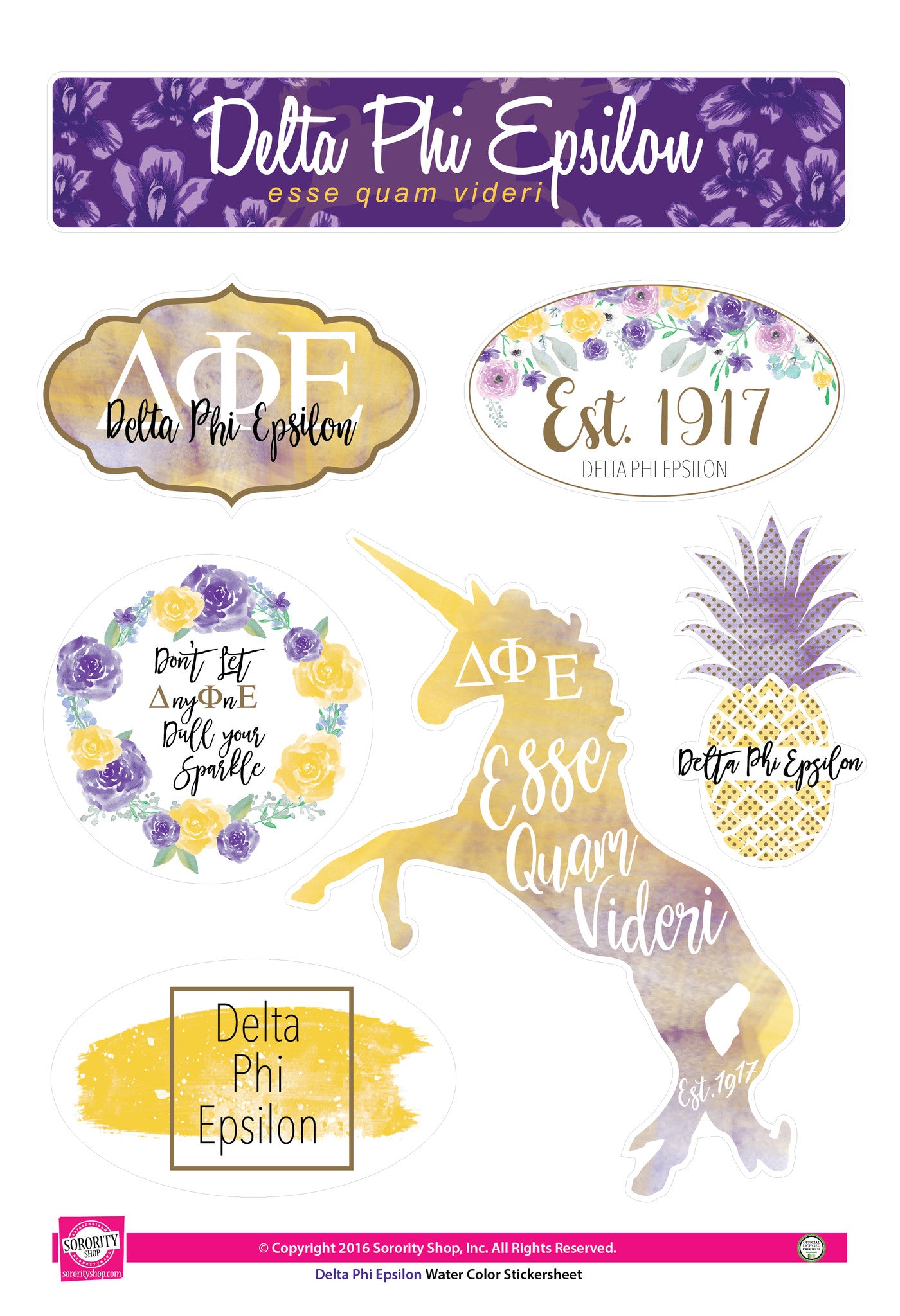 Delta Phi Epsilon Water Color stickers
