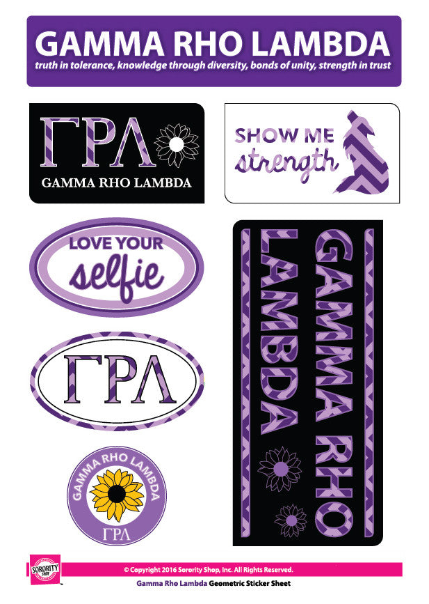 Gamma Rho Lambda - Sticker Sheet - Chevron Stickers