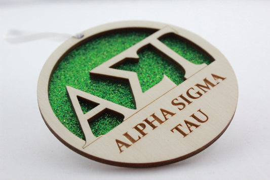 Alpha Sigma Tau - Laser Carved Ornament - 3" Round