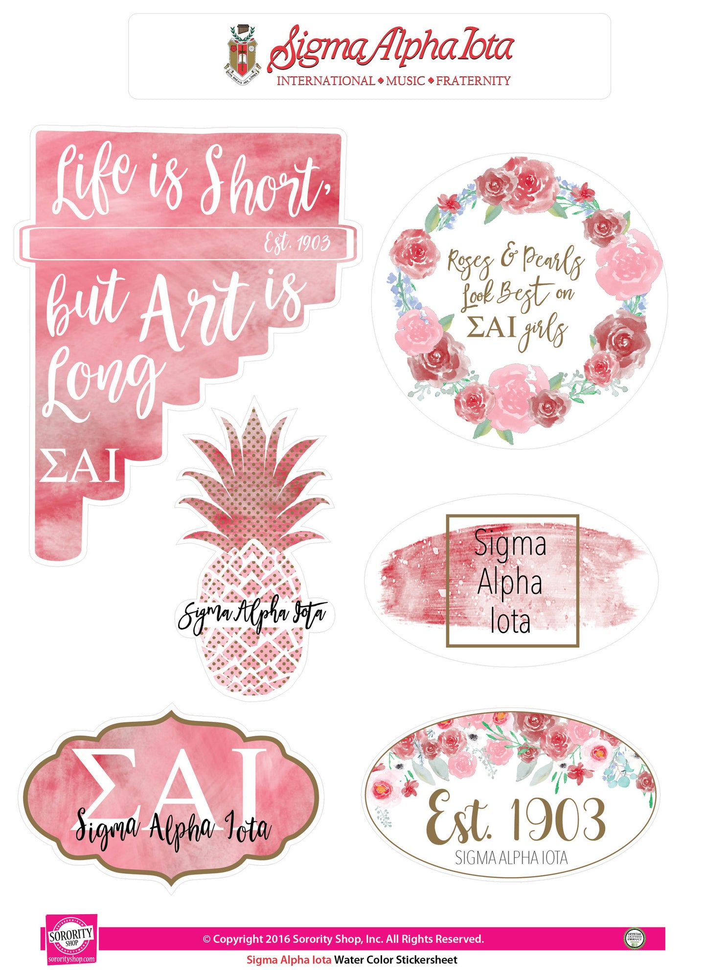 Sigma Alpha Iota Water Color stickers