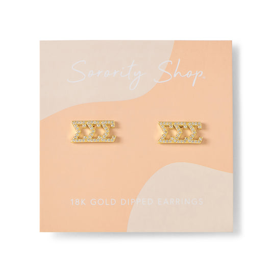 Sigma Sigma Sigma 18k Gold Plated Stud Earrings
