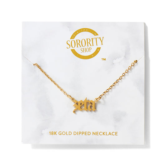 Zeta Tau Alpha Old English Style Sorority Necklace