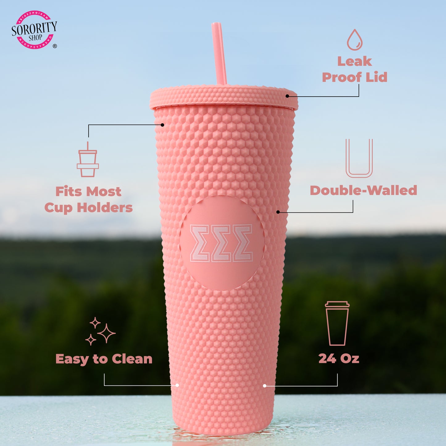 Phi Mu Studded Tumbler