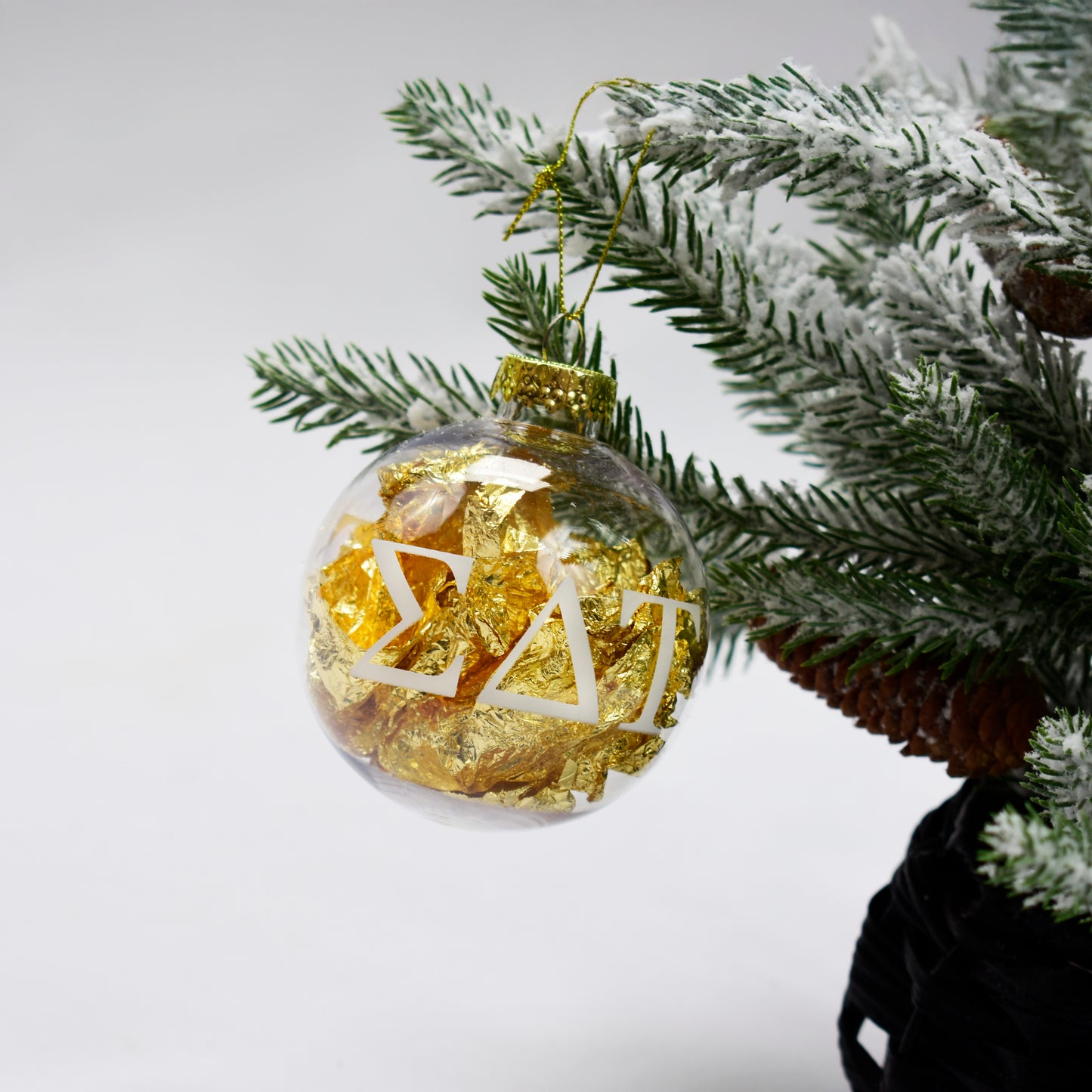 Alpha Xi Delta Ornament - Clear Plastic Ball Ornament with Gold Foil
