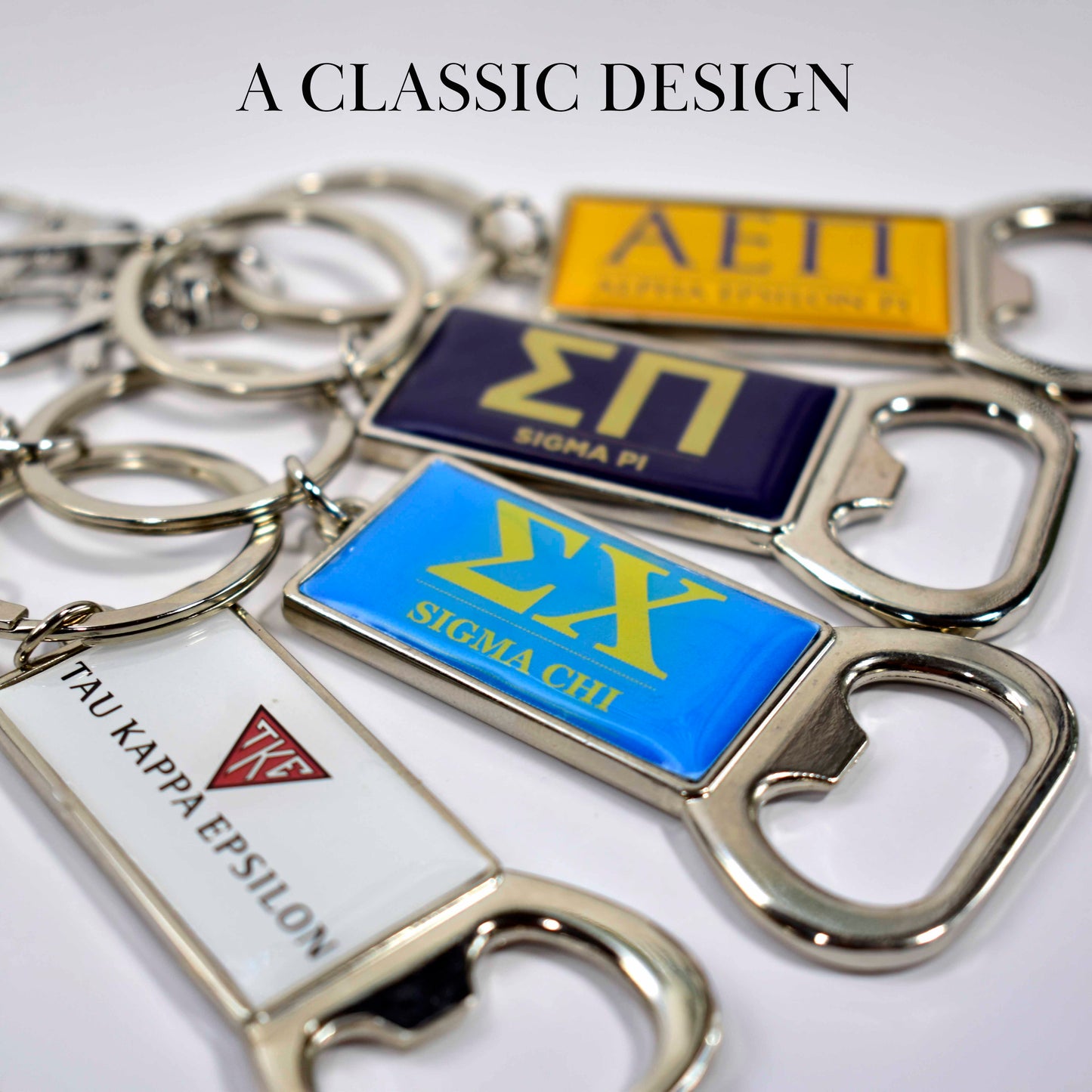 Alpha Epsilon Pi Fraternity Keychain with Flat Bottle Opener