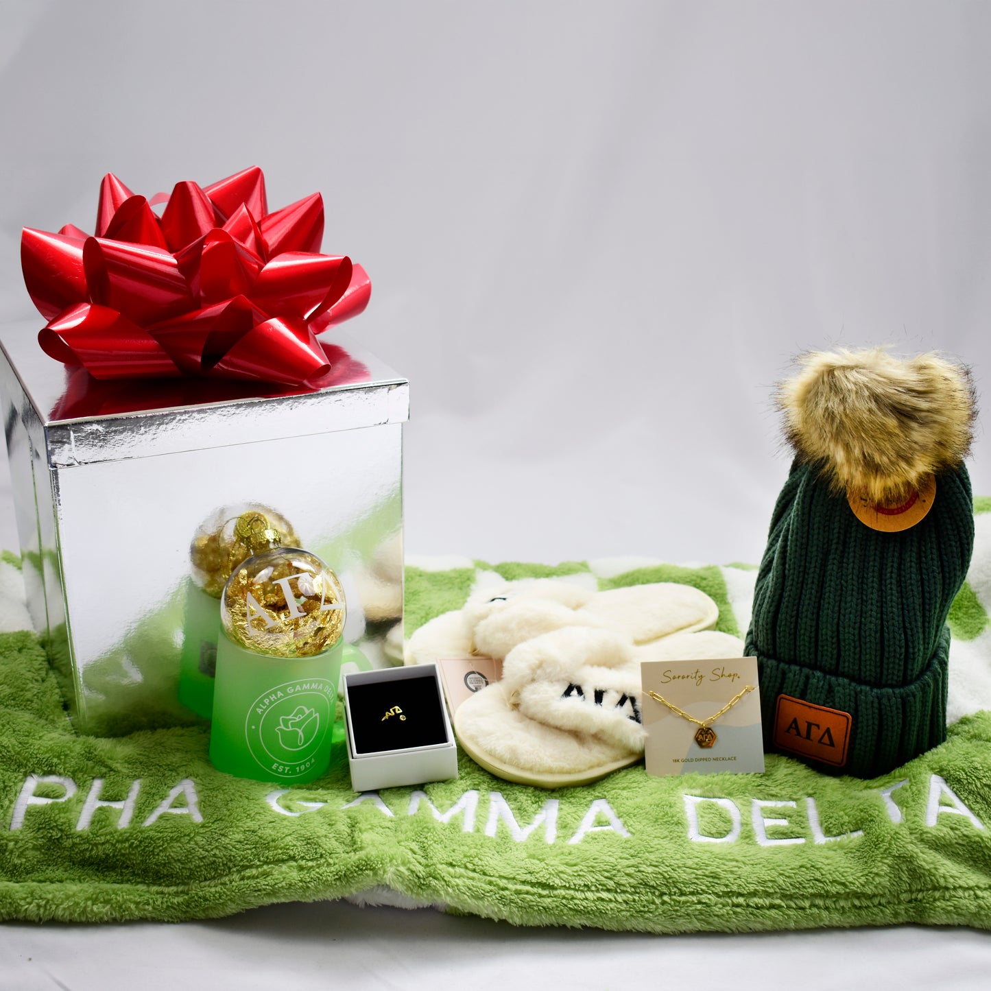 Alpha Delta Pi Ornament - Clear Plastic Ball Ornament with Gold Foil