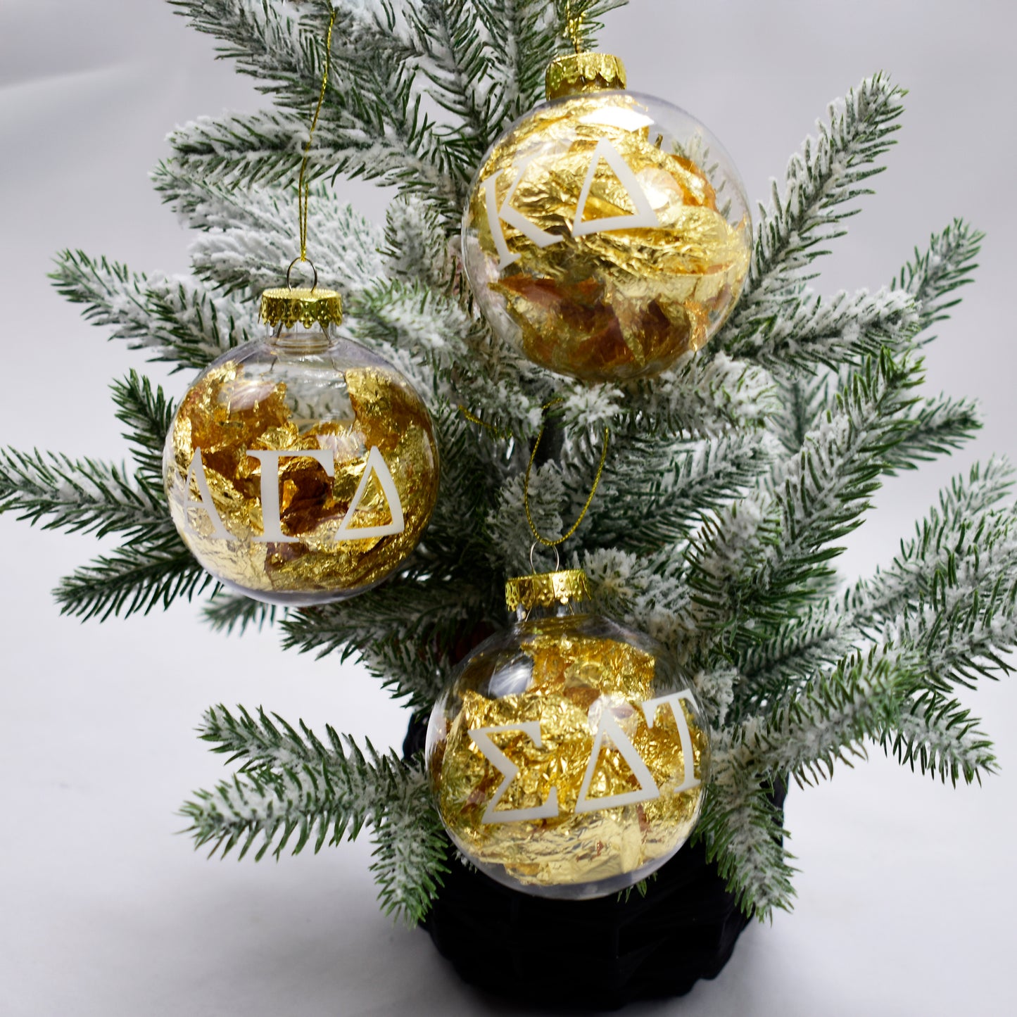 Alpha Xi Delta Ornament - Clear Plastic Ball Ornament with Gold Foil