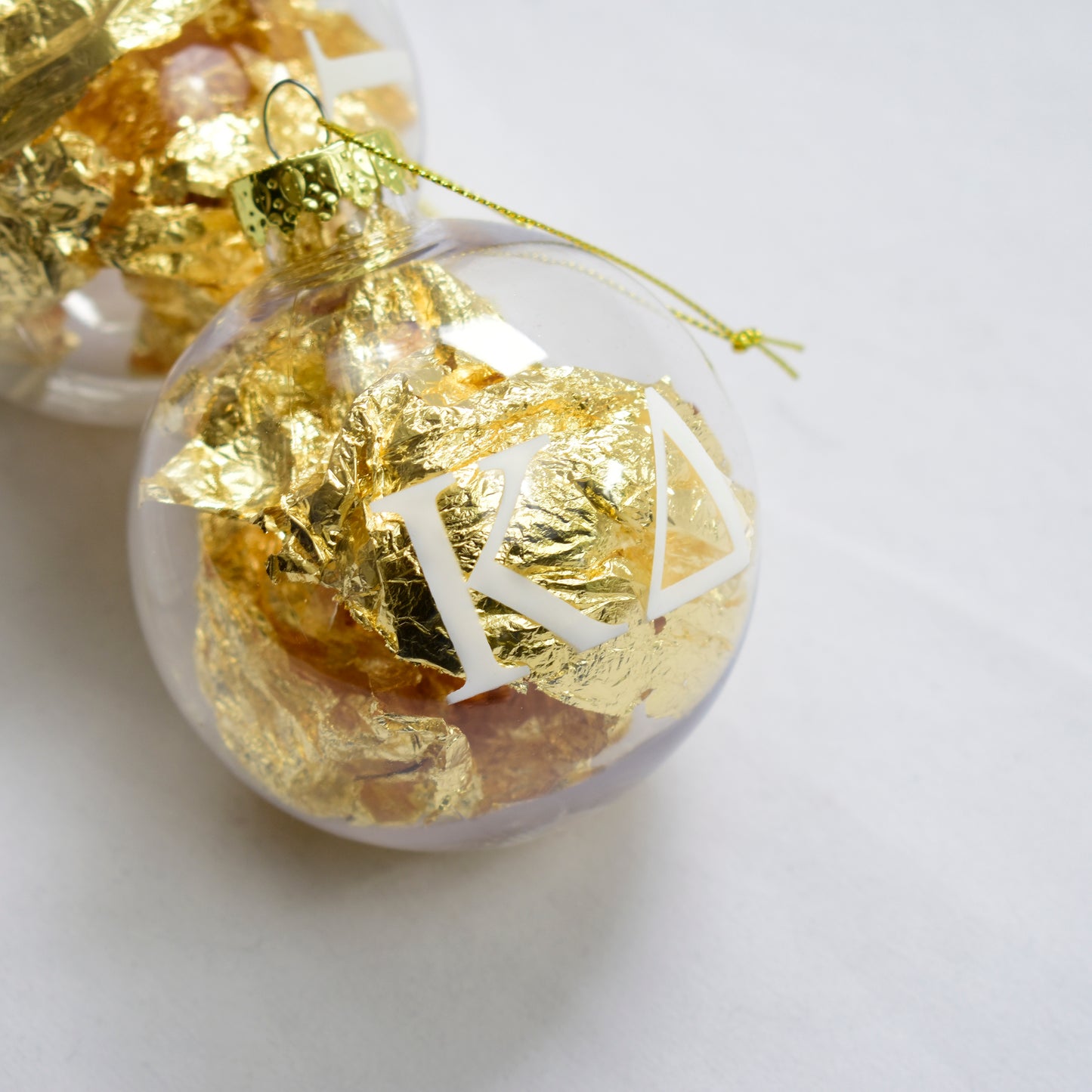 Alpha Xi Delta Ornament - Clear Plastic Ball Ornament with Gold Foil