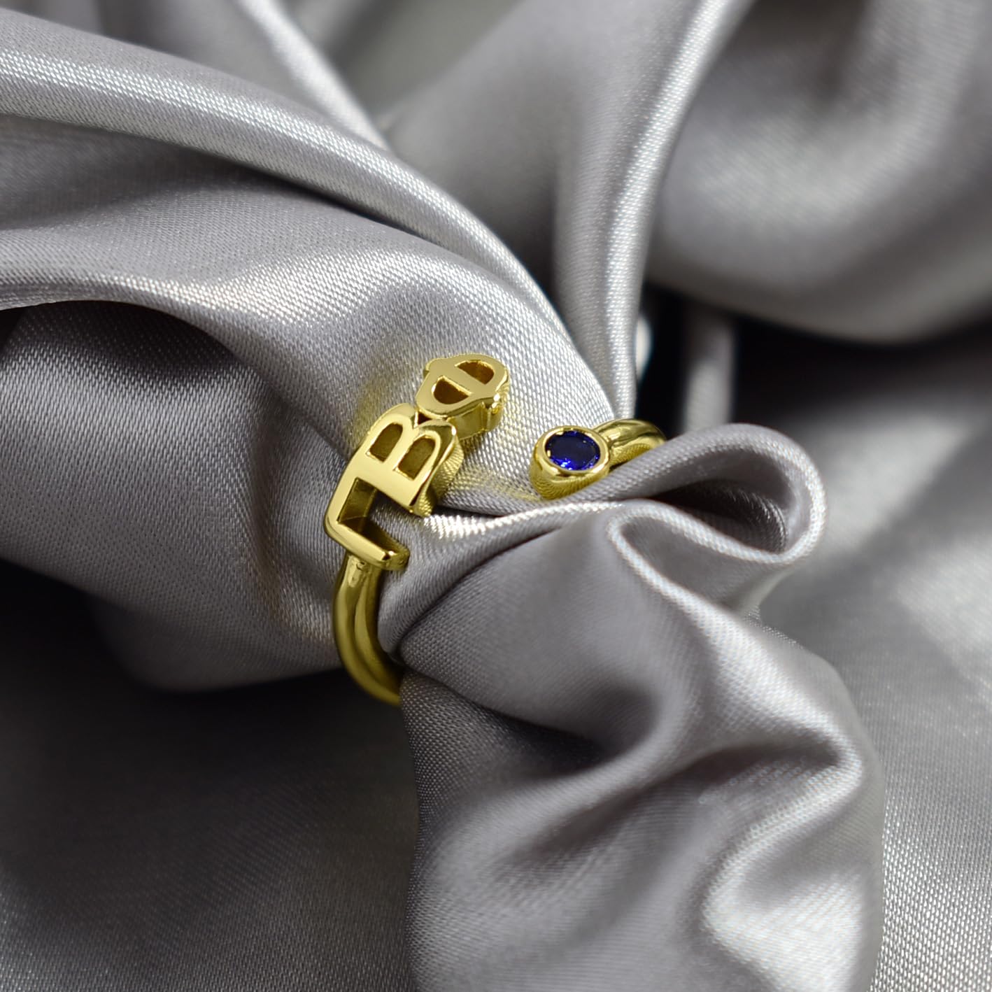 Zeta Tau Alpha Ring- Gold Plated with Greek Letters and CZ Gemstone
