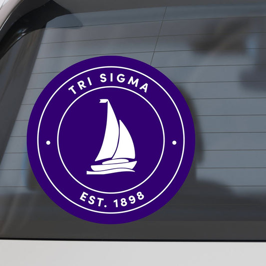 Sigma Sigma Sigma Sorority Car Decal Sticker- Full Color Circle Logo