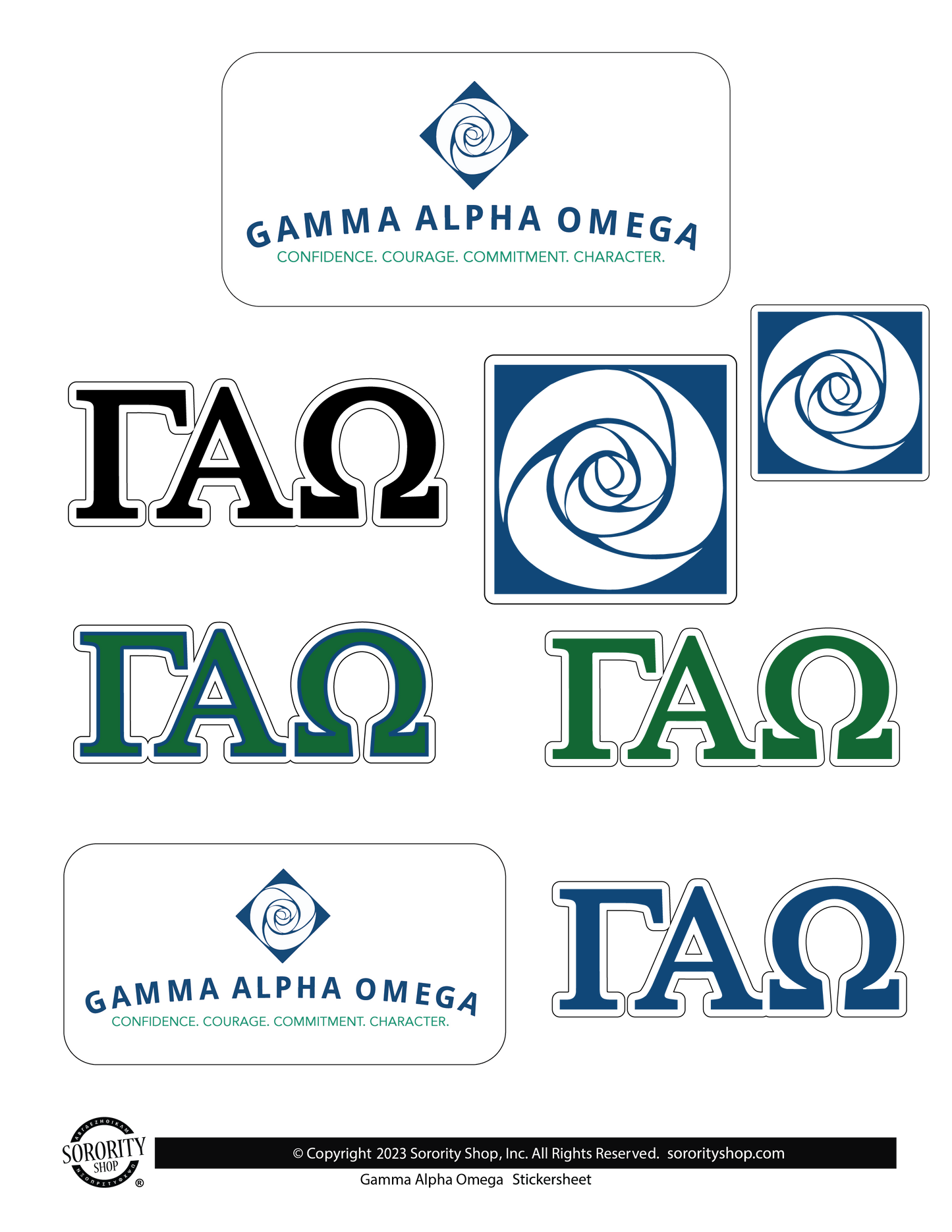 Gamma Alpha Omega Sorority Sticker Sheet- Brand Focus