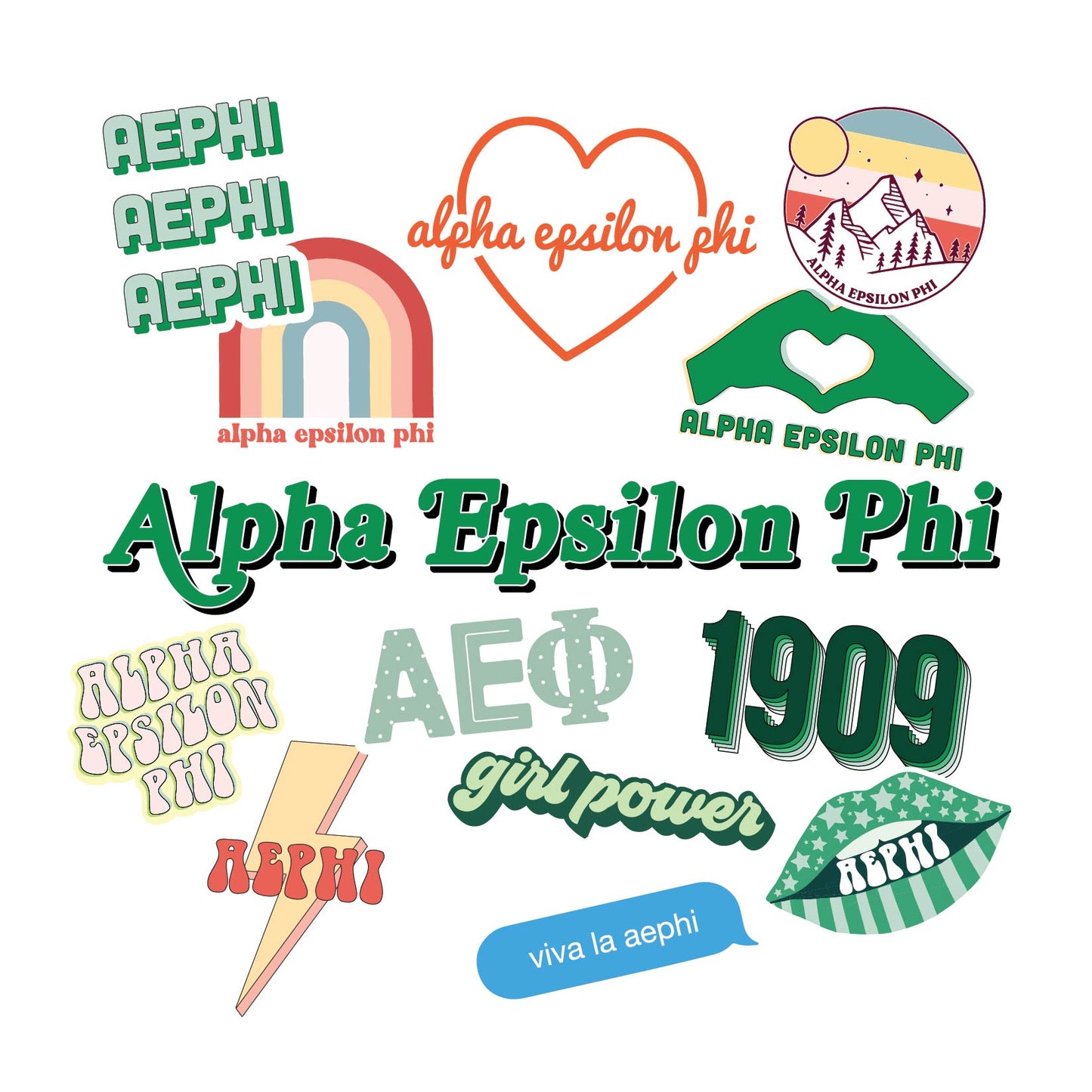 Alpha Epsilon Phi Girl Power Sticker Sheet