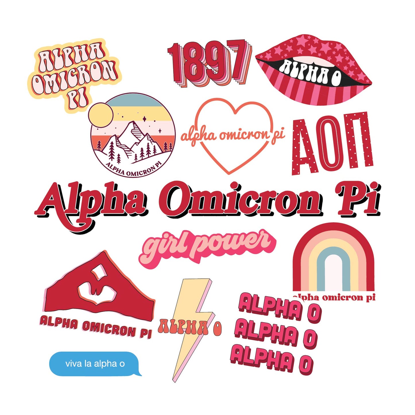 Alpha Omicron Pi Girl Power Sticker Sheet