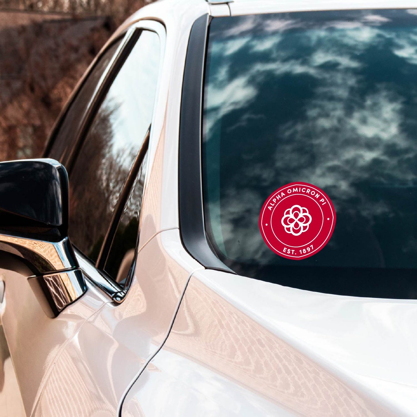 Alpha Omicron Pi Sorority Car Decal Sticker- Full Color Circle Logo