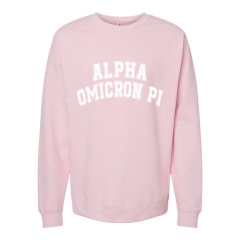 Alpha Omicron Pi Sweatshirt- Crewneck Varsity Letters Design