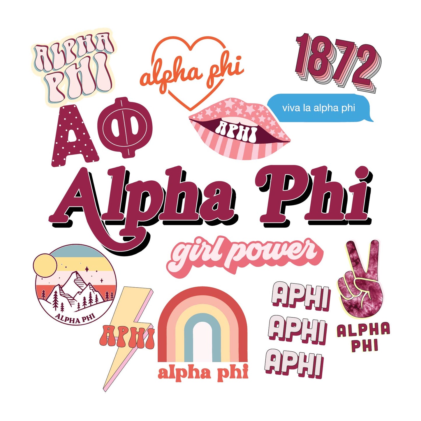 Alpha Phi Girl Power Sticker Sheet