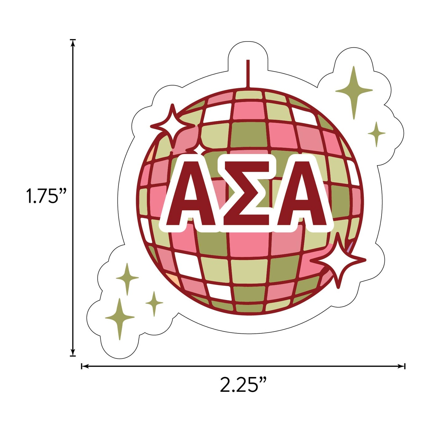 Alpha Sigma Alpha Sticker Sheet - Western Disco Design