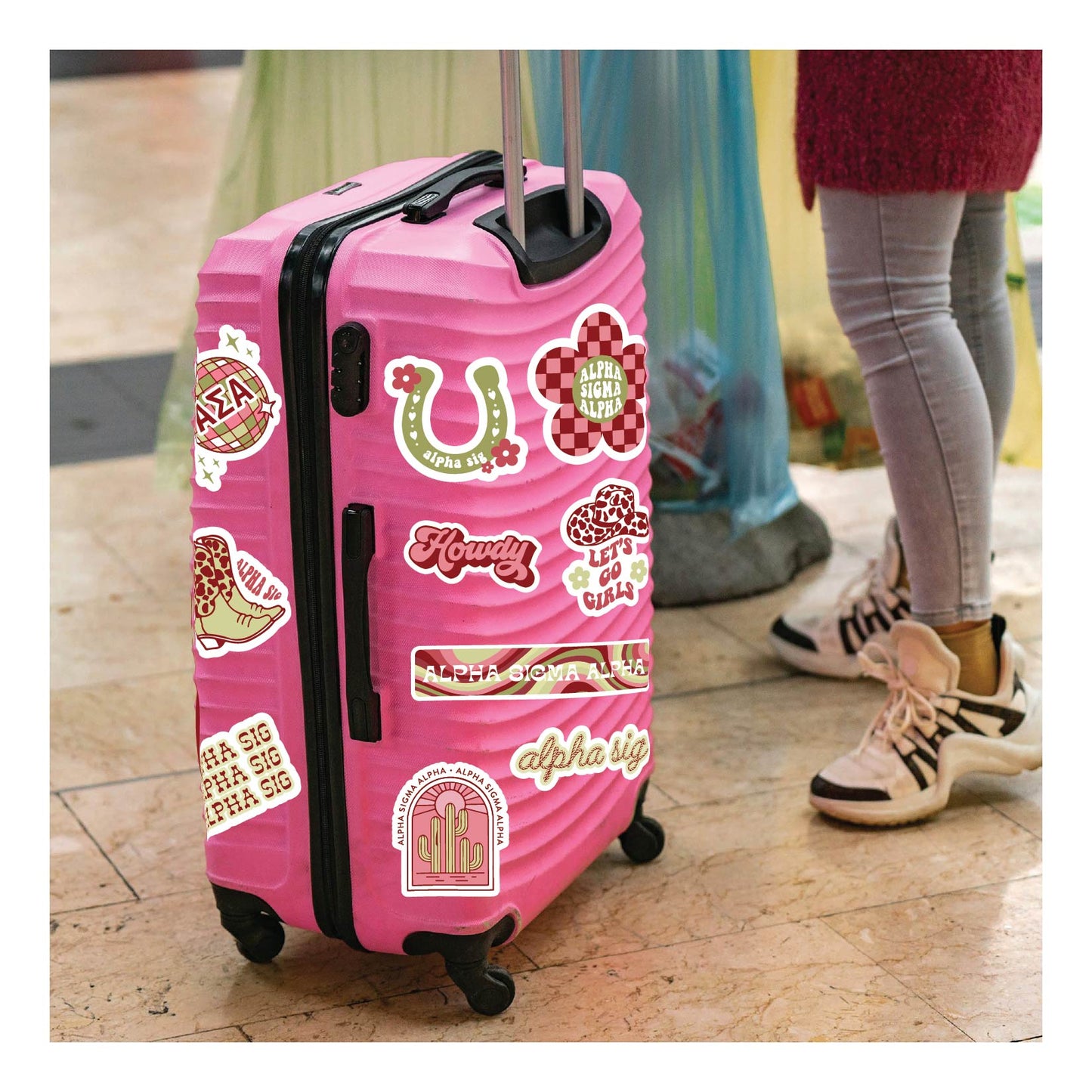 Alpha Sigma Alpha Sticker Sheet - Western Disco Design