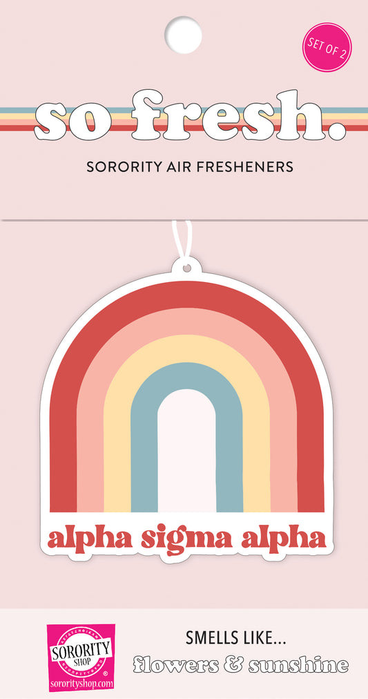 Alpha Sigma Alpha Rainbow Retro Air Freshener - Flowers & Sunshine Scent