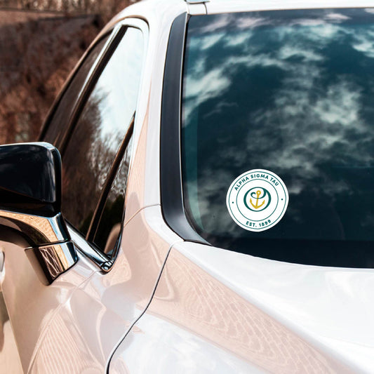 Alpha Sigma Tau Sorority Car Decal Sticker- Full Color Circle Logo
